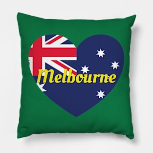 Melbourne Australia Australian Flag Heart Pillow