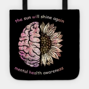 Brain Floral sunflower, Mental Health awareness Tote