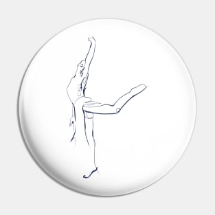 Dancer in Attitude - Minimalist Figure Line Art Pin