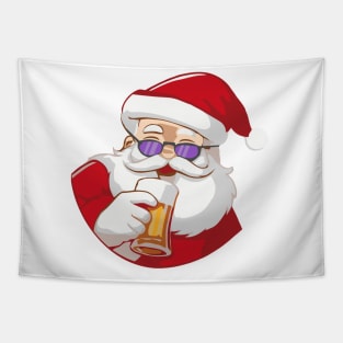 Santa Claus drinking beer Tapestry