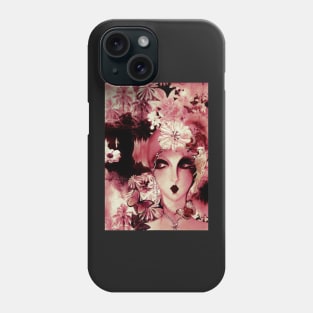 DUSTY ROSE PINK TROPICAL  BOX GIRL WITH TURBAN AND PARROT Phone Case