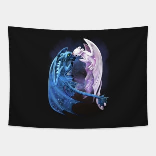 Dragon Heart - Starry Dragons - Toothless and Light Fury Tapestry