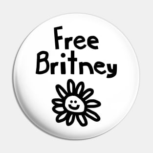 Free Britney Daisy Smiley Face Black Pin