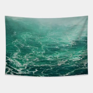 Emerald Ocean Water Waves Mist and Surf Dreams Tapestry