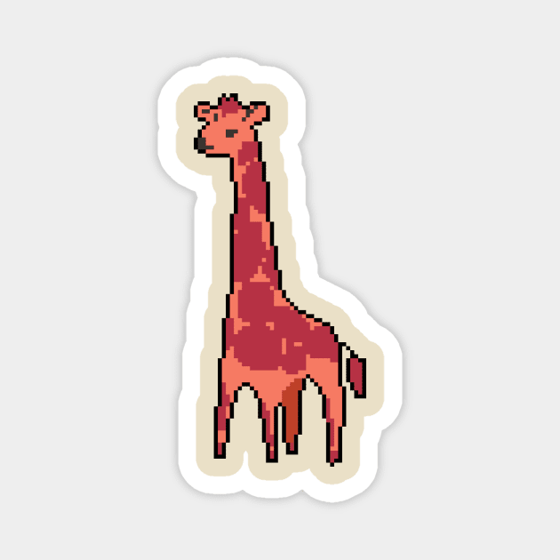 Pixel Wildlife: Vibrant Giraffe in Natural Habitat Magnet by Pixel.id