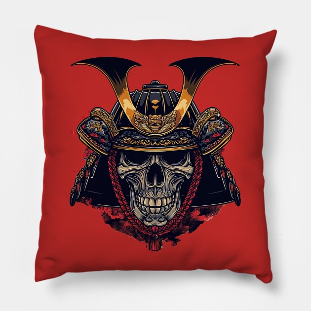 samurai skull Pillow by weirdesigns