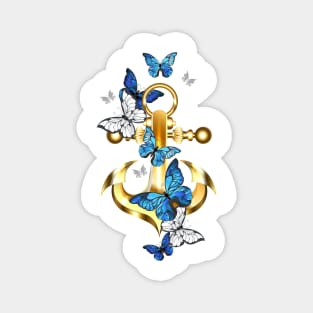 Anchor with Butterflies Morpho Magnet