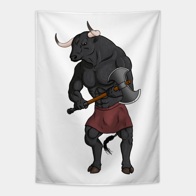 Minotaur Warrior Tapestry by Mortdres