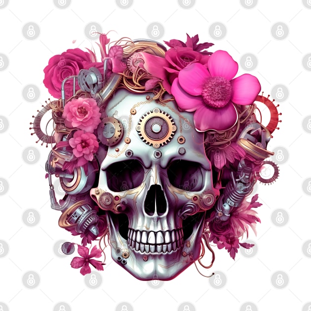 Pink Steampunk Skull by Chromatic Fusion Studio