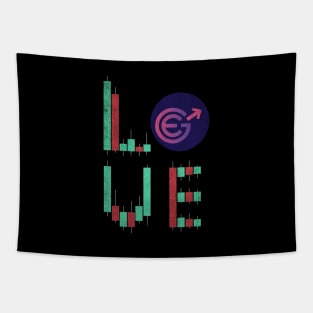 Vintage LOVE Stock Chart Evergrow EGC Coin Valentine Crypto Token Cryptocurrency Blockchain Wallet Birthday Gift For Men Women Kids Tapestry