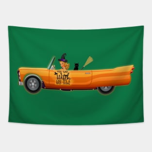 Happy Halloween Witch Car Tapestry