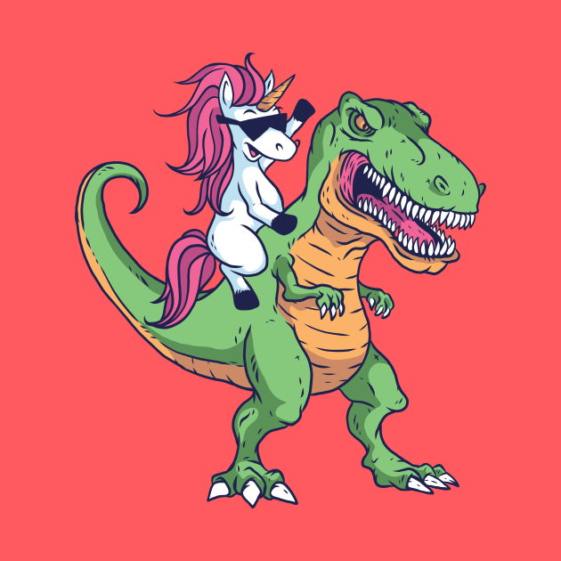 Cute Unicorn Riding T-Rex by SLAG_Creative