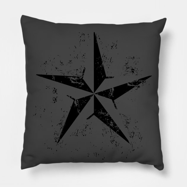 Nautical Star - Grunge Pillow by MellowGroove