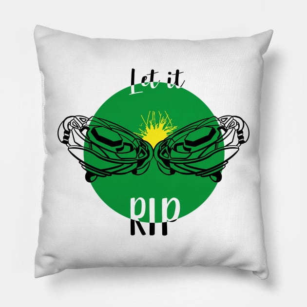 clashing beyblade green Pillow by Lins-penseeltje