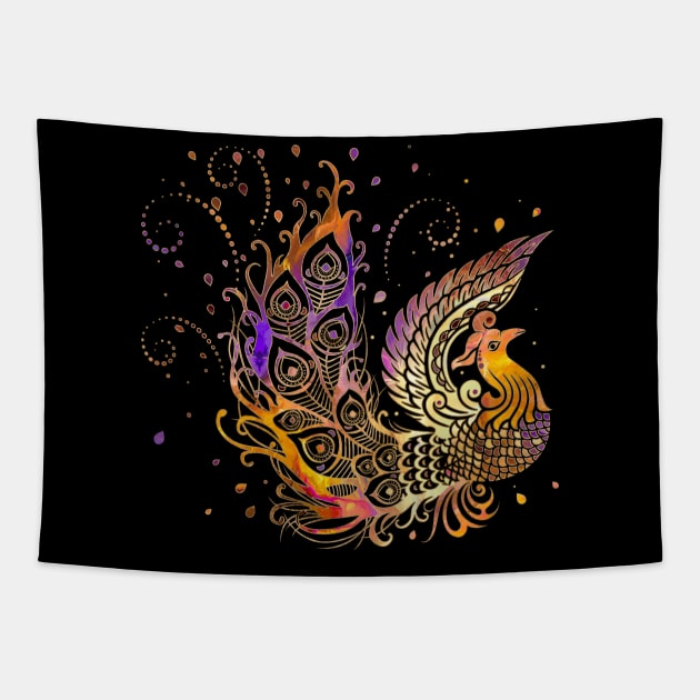 Fire Phoenix Bird Tapestry by Nartissima