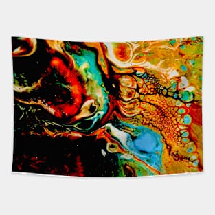 Coral turquoise paint pour festival Tapestry