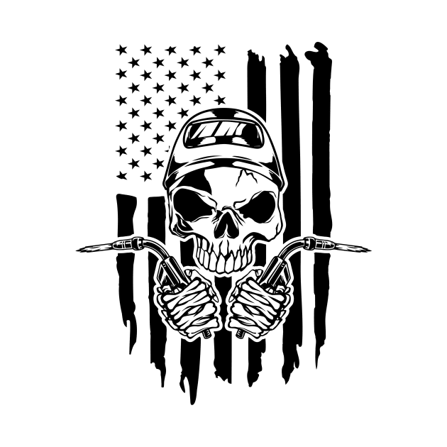 Welding American Welder Skull USA Flag by Visual Vibes