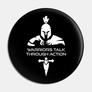 Spartan Warrior Tee with 'Warriors Talk Through Action' Quote - Mythology Lover's Pin