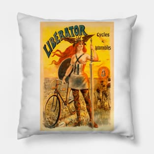 Liberator Cycles and Automobiles - Vintage Advertising Poster Design Pillow