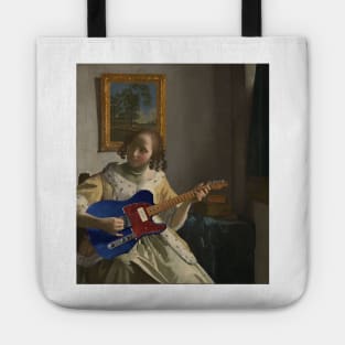 Girl with Guitar - Moody Maximalism Oil Painting Tote