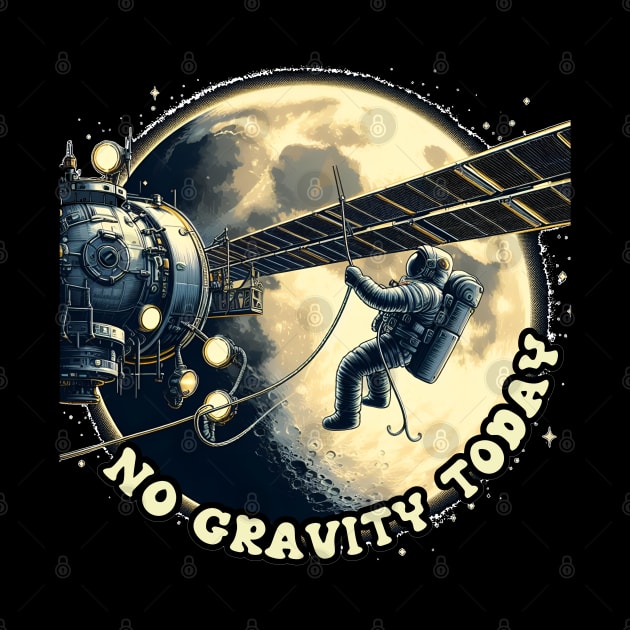 No Gravity Today: Astronaut's Lunar Tether in Blue, White, and Black Serenity by PopArtyParty