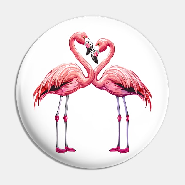 Valentine Cartoon Flamingo Couple Pin by Chromatic Fusion Studio