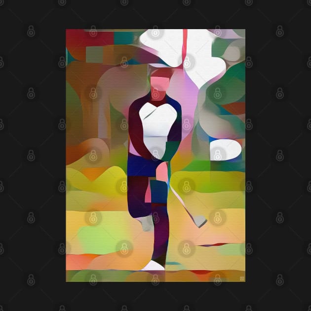 Golfer Abstract Painting by ArtShare