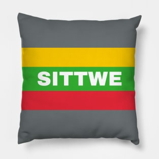 Sittwe City in Myanmar Flag Colors Pillow