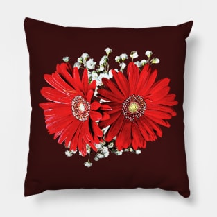 Daisies - Red Gerbera Daisies and Stephanotis Pillow