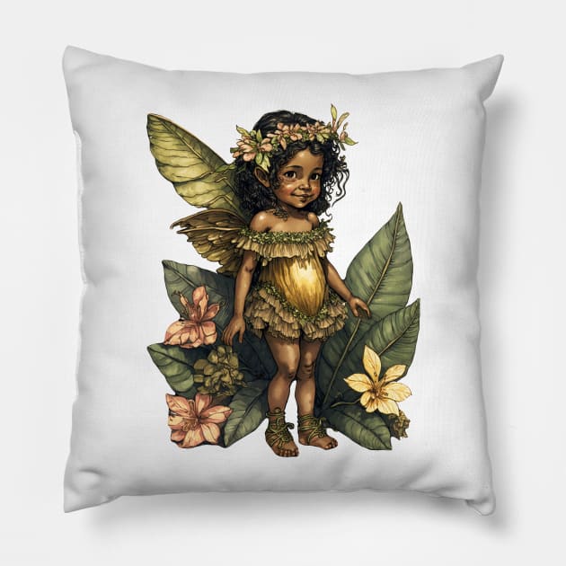 Jasmine Pikake Flower Fairy Girl Cute Hawaii Cicely Mary Barker Pillow by peachycrossing