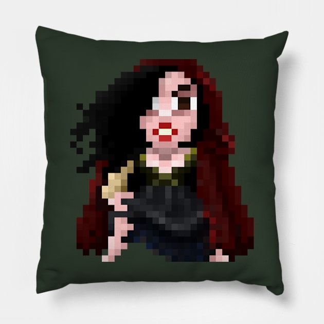 16-Bits Young Woman in the Woods Pillow by badpun