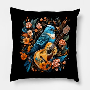 Eastern Bluebird Playing Guitar Pillow