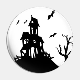 Haunted House (black and white) Pin