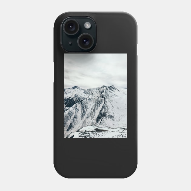 Mountains of Switzerland - White Alps on Overcast Winter Day Phone Case by visualspectrum