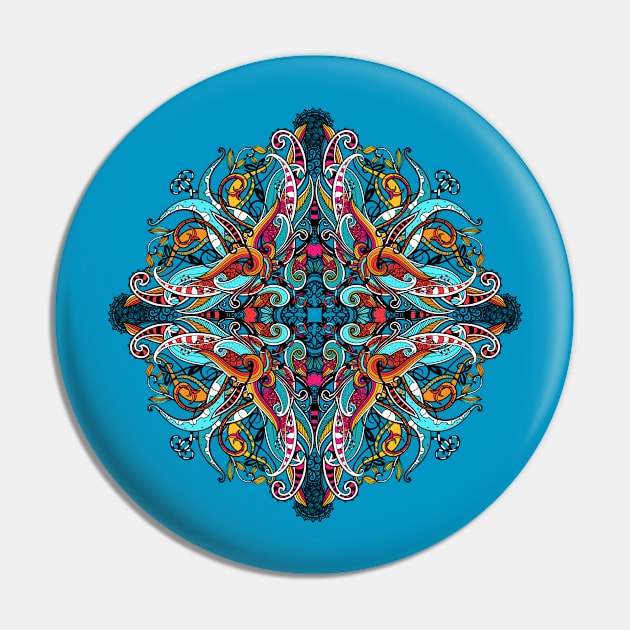 Ornamental Blue Circle Pin by annapaff