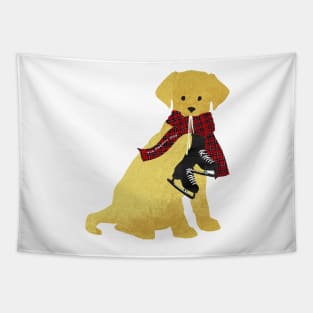 Preppy Golden Retriever Dog-Winter Ice Skates Tapestry