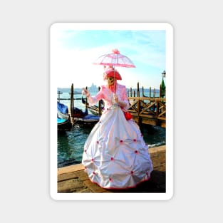 Woman in carnival costume in front of Grand Canal Magnet