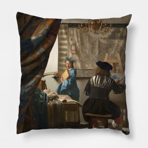 The Art of Painting by Jan Vermeer Pillow by Classic Art Stall