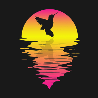 Hummingbird Retro Sunset Color T-Shirt