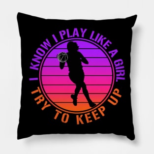 Vintage Basketball Girl Pillow