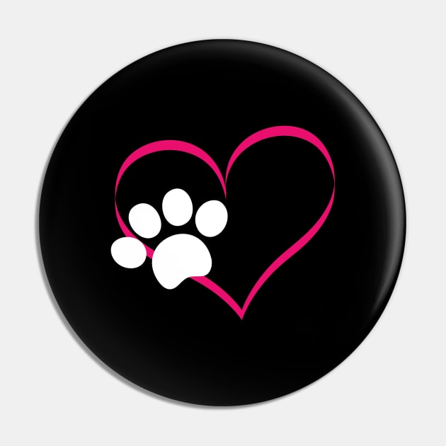 Cute Dog And Cat product With I Love Dogs Paw Print And Heart Pin by Blue Zebra