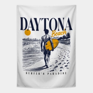 Vintage Surfing Daytona Beach, Florida // Retro Surfer Sketch // Surfer's Paradise Tapestry