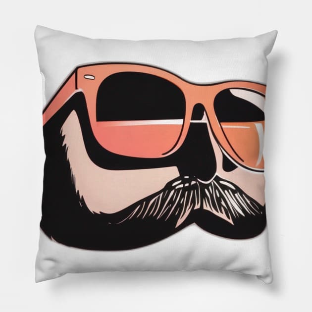 Cool Bearded Guy with Sunglasses Illustration No. 898 Pillow by cornelliusy