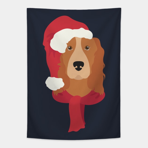 English Cocker Spaniel Christmas Dog Tapestry by JunkyDotCom