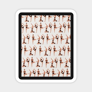 Yoga girl pattern, Mid century art Magnet