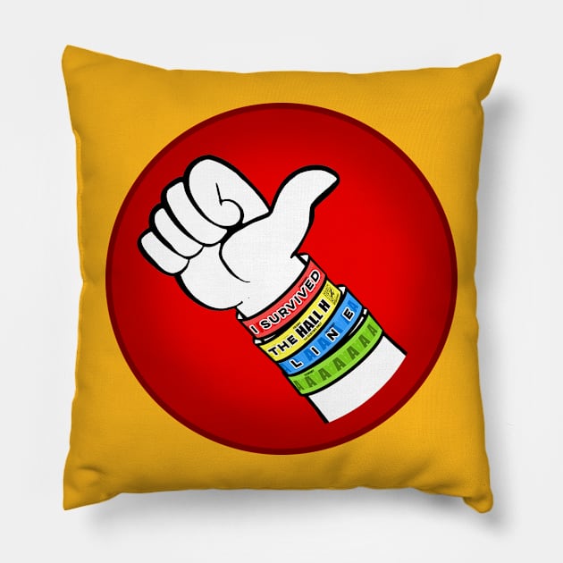 I Survived the Hall H Line - Hitchhiker Multicolor Pillow by Nightwing Futures