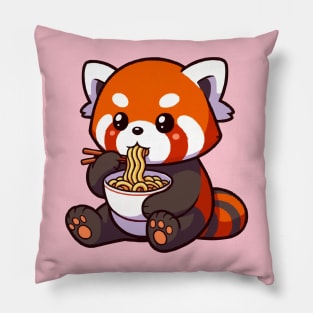 cute red panda ramen enthusiast Pillow