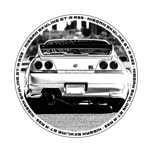 NISSAN SKYLINE GT-R R33 Black 'N White 4 T-Shirt