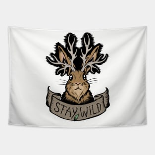 Stay Wild Jackalope Tapestry