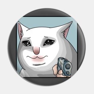 Sad Cat with a Gun Pin